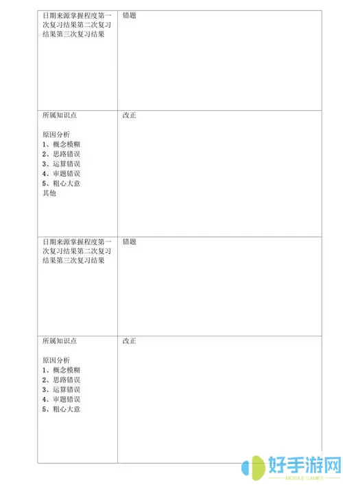 橙果错题本相关制表